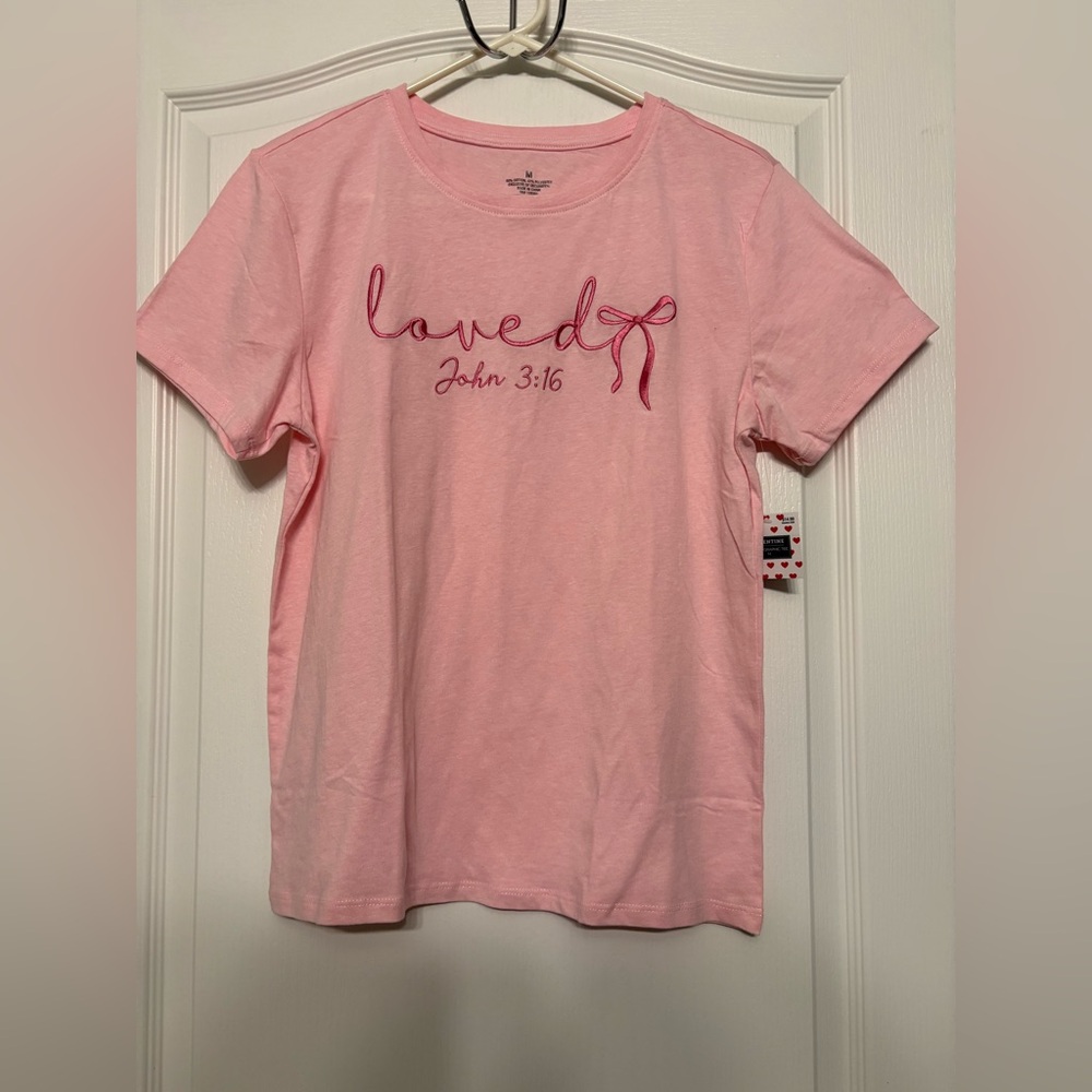 John 3:16 Loved Pink Graphic T Shirt